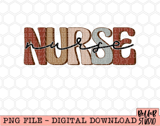 Neutral Retro Nurse Sublimation Design