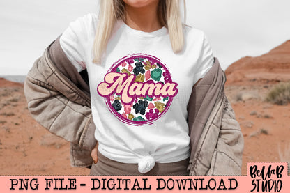 Bright Leopard Retro Mama Sublimation Design