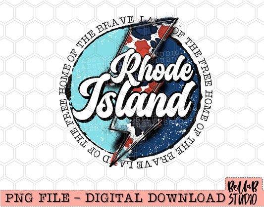 RHODE ISLAND Patriotic Bolt PNG Design
