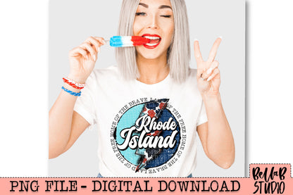 RHODE ISLAND Patriotic Bolt PNG Design
