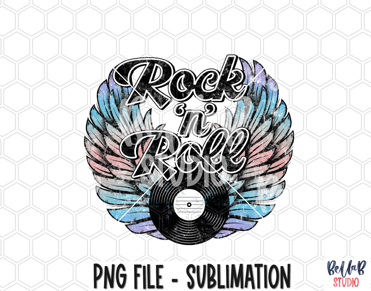 Rock N Roll- Rock Wings Sublimation Design