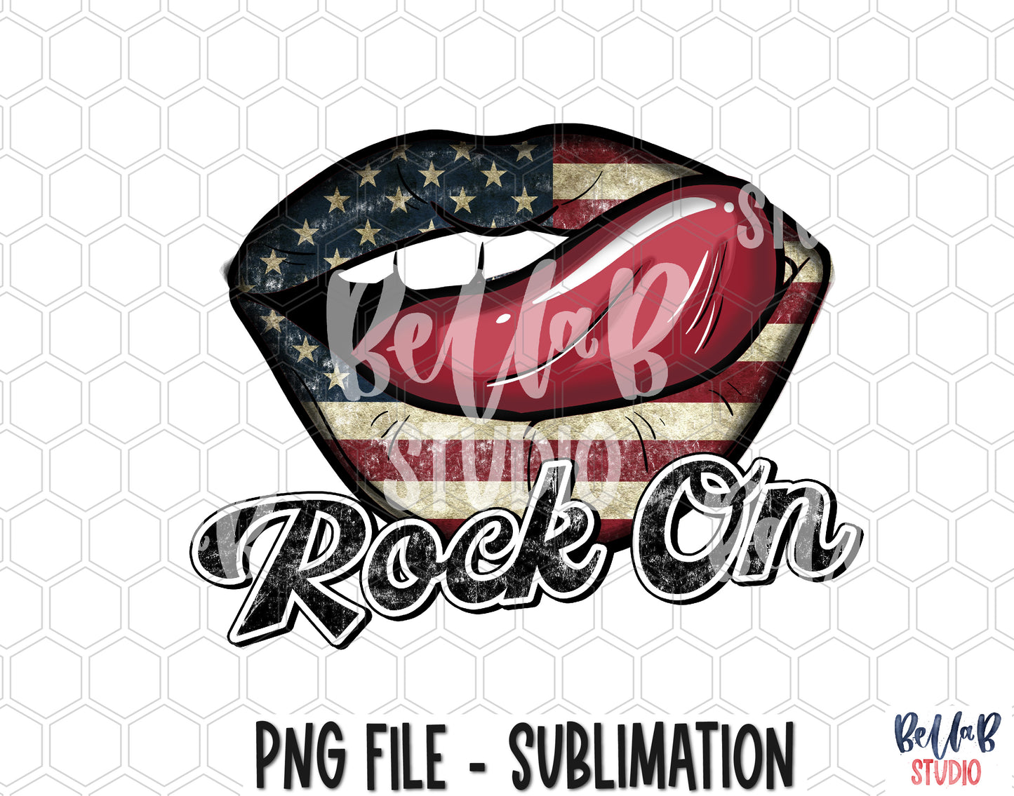 Rock On- American Lips with Tongue Sublimation Design