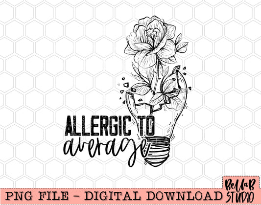Allergic To Average Floral Lightbulb PNG Design