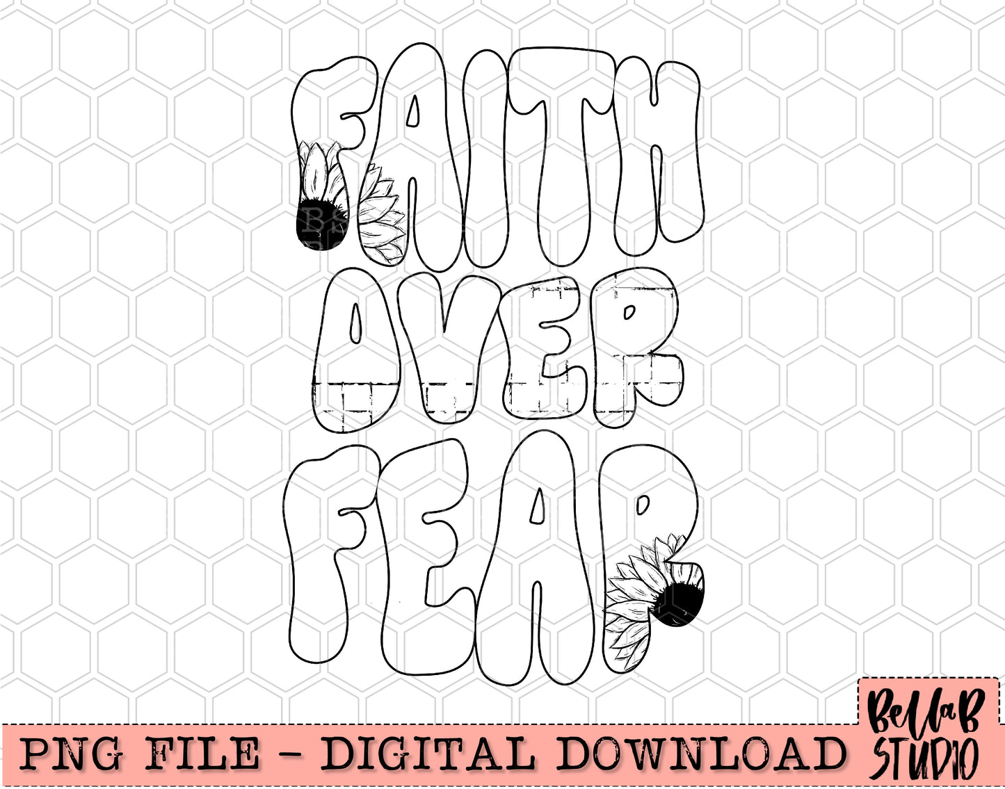 Faith Over Fear Black PNG Design