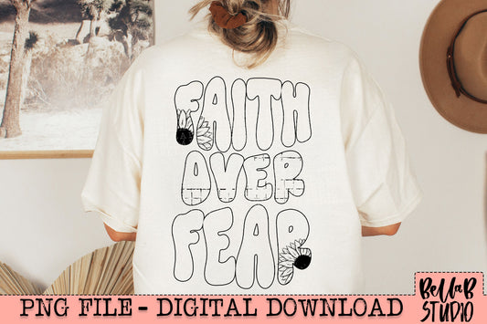 Faith Over Fear Black PNG Design
