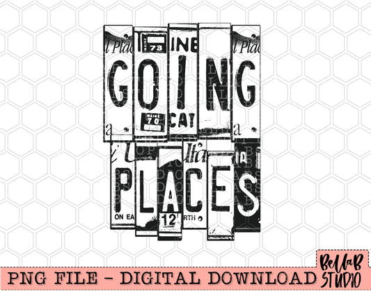 Going Places License Plate PNG Design