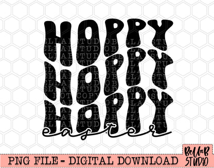 Hoppy Easter Wavy Retro PNG Sublimation Design