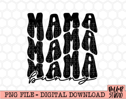 Mama Bunny Wavy Retro PNG Sublimation Design