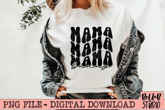 Mama Bunny Wavy Retro PNG Sublimation Design