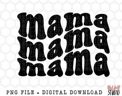 Mama Wavy Retro PNG Sublimation Design
