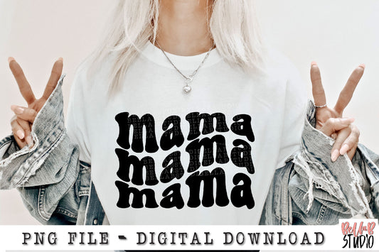 Mama Wavy Retro PNG Sublimation Design