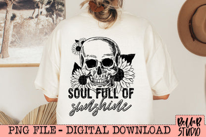 Soul Full of Sunshine Sunflower Skull PNG Design