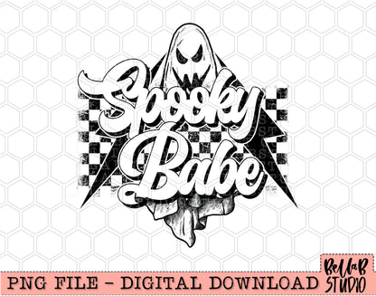 Spooky Babe Checkered Bolts PNG Design