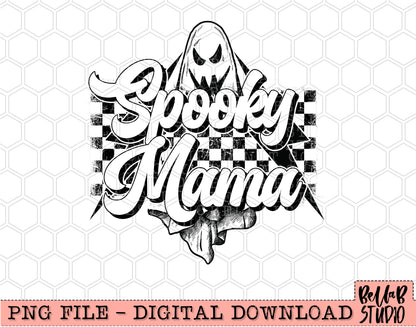 Spooky Mama Checkered Bolts PNG Design