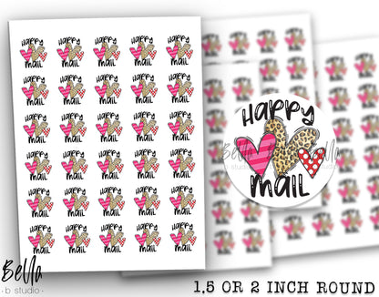 Valentine Happy Mail Sticker Sheet - Small Business Packaging Stickers