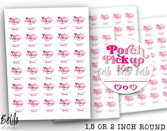 Pink - Porch Pickup Sticker Sheet - Small Business Packaging Stickers
