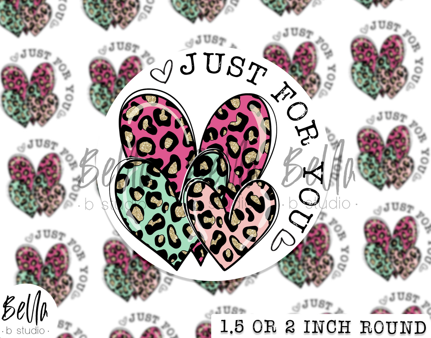 Bright Leopard Hearts -"Just For You" Sticker Sheet - Small Business Packaging Stickers