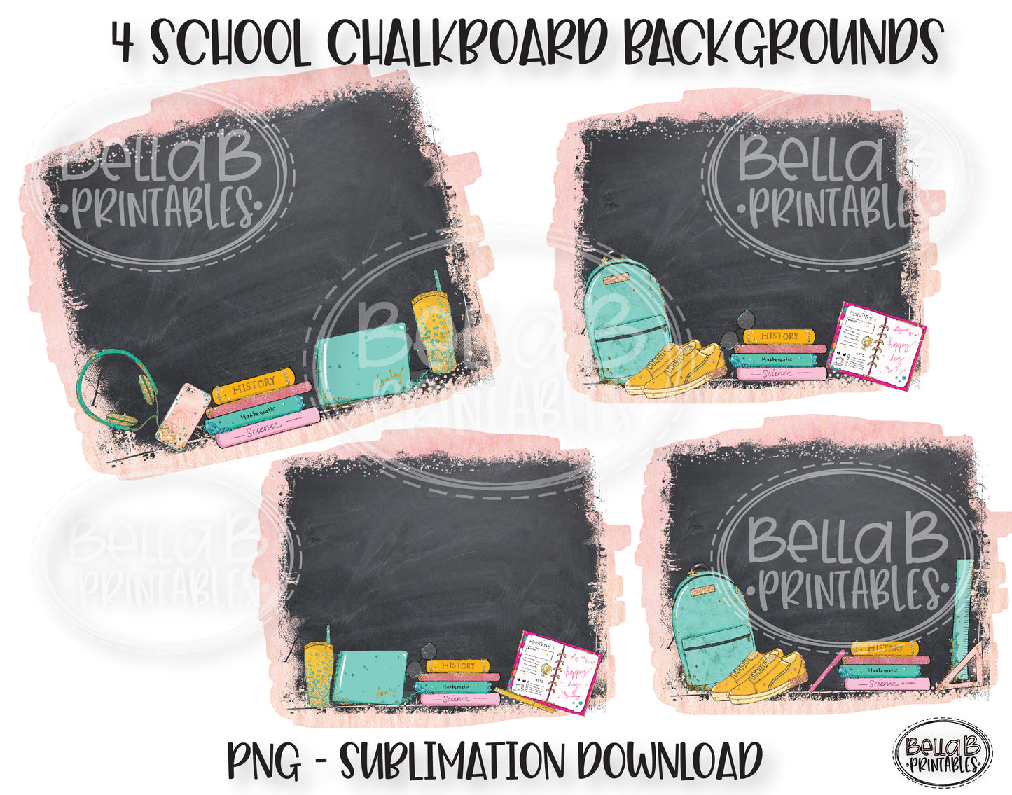 School Chalkboard Sublimation Background Bundle, Backsplash