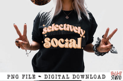 Retro Selectively Social PNG Sublimation Design