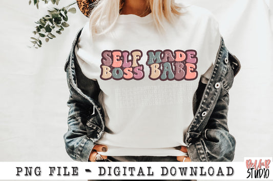 Self Made Boss Babe Retro PNG Sublimation Design