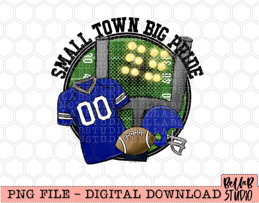 Small Town Big Pride Blue Football PNG Design