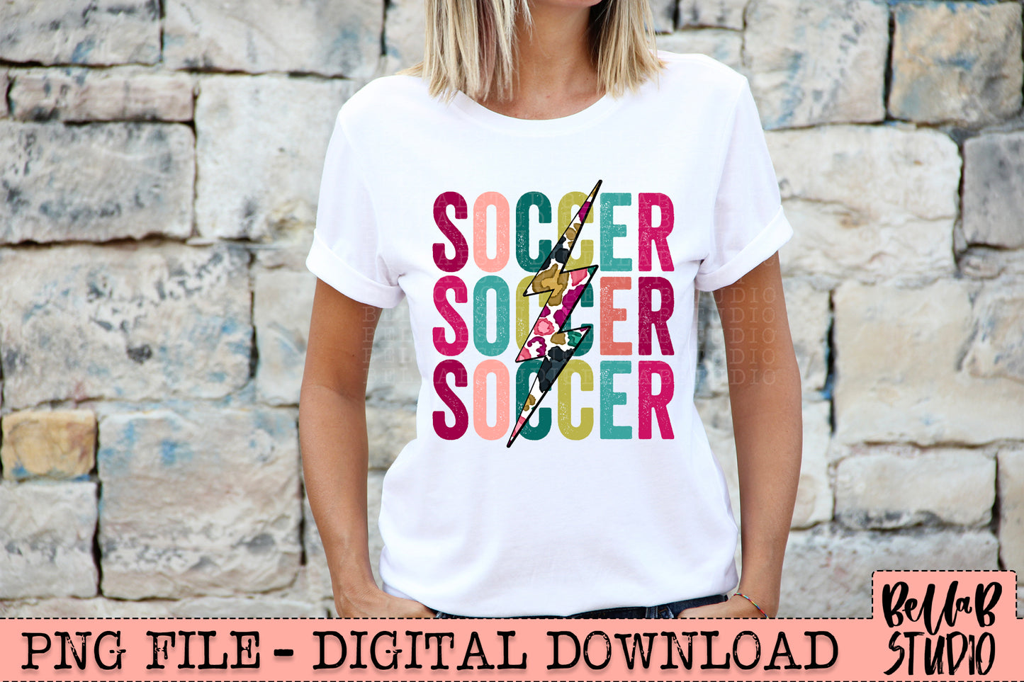 SOCCER Bright Leopard Bolt Sublimation Design