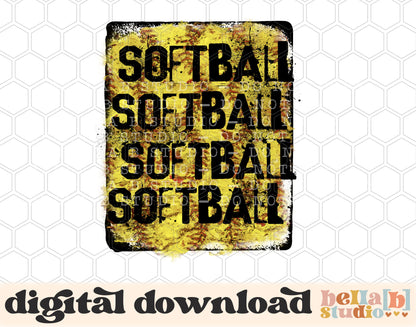 Softball Grunge PNG Design