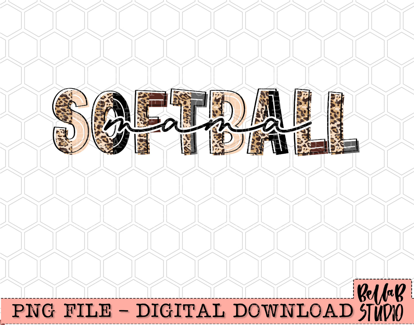 Softball Mama Leopard Sublimation Design
