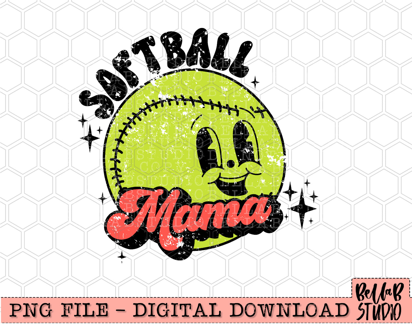 Softball Mama Retro Mascot PNG Design