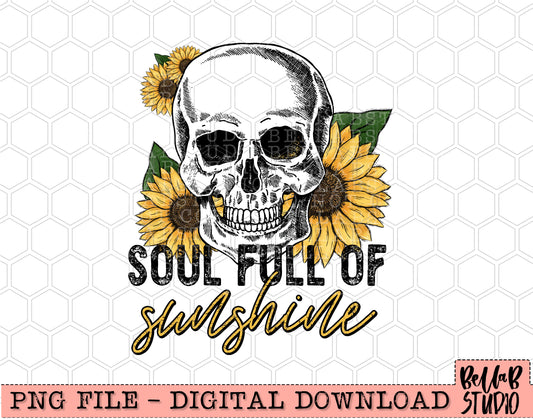 Soul Full of Sunshine Sunflower Skull PNG Design