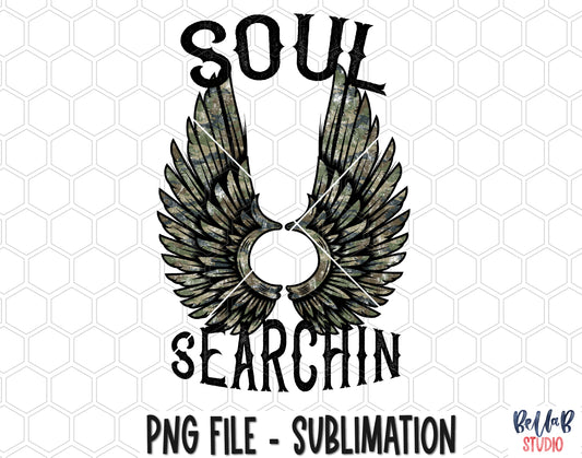 Soul Searchin Camo Wings Sublimation Design