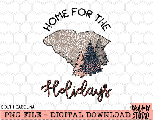 Home For The Holidays -Christmas South Carolina PNG Design