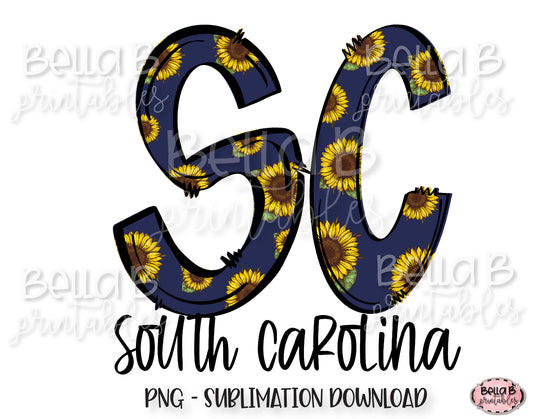 Sunflower South Carolina State Sublimation Design