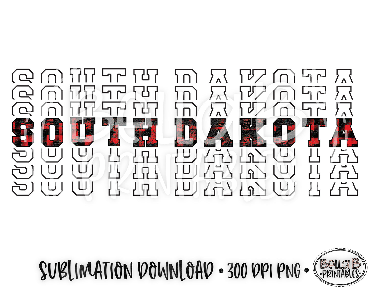 South Dakota State Sublimation Design, Mirrored State Design