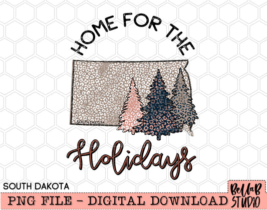 Home For The Holidays -Christmas South Dakota PNG Design