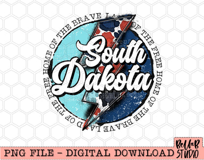 SOUTH DAKOTA Patriotic Bolt PNG Design