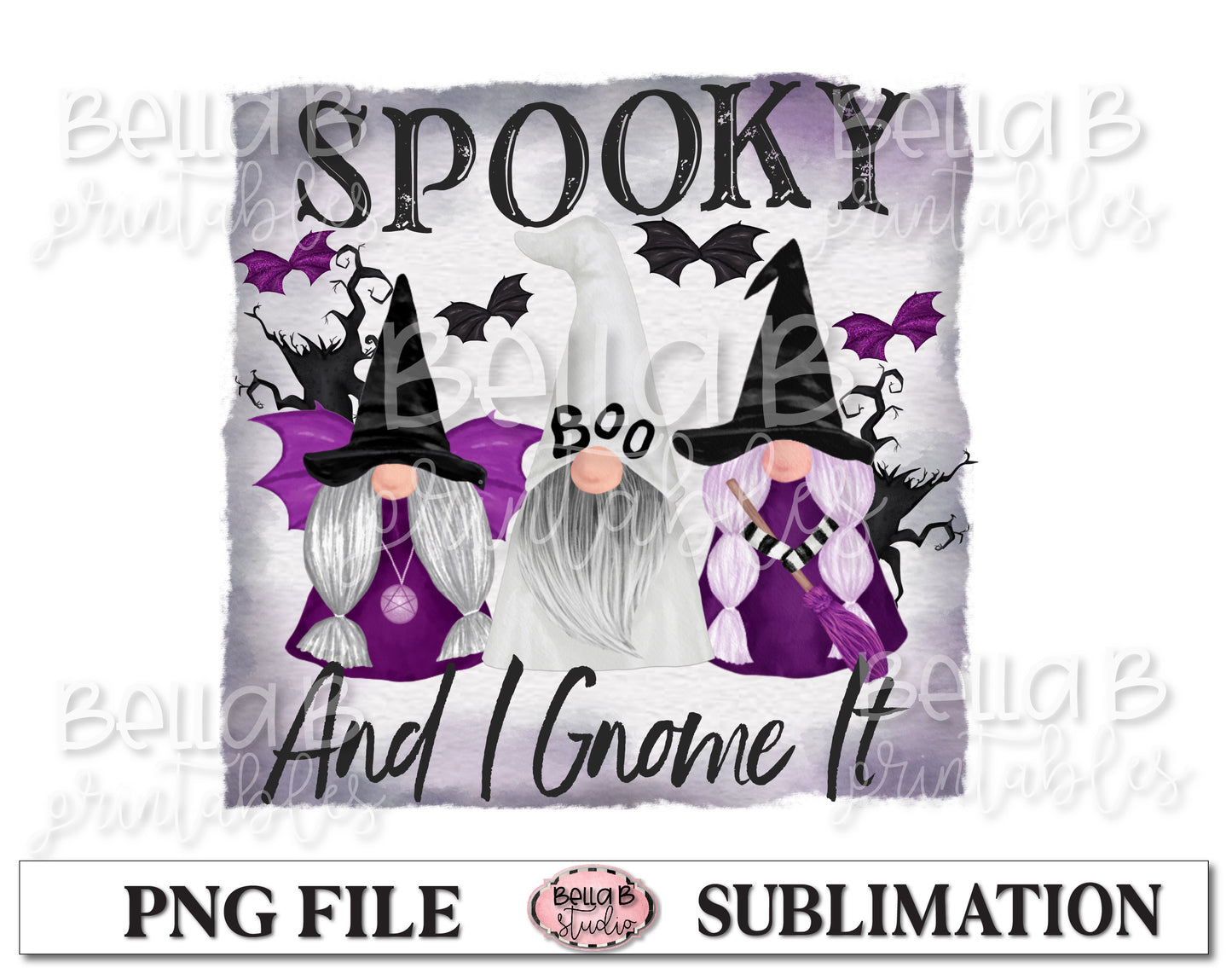 Halloween Gnomes Sublimation Design, Spooky and I Gnome It