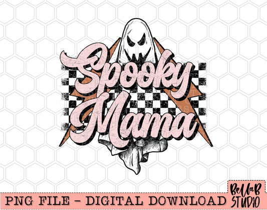 Spooky Mama Checkered Bolts PNG Design