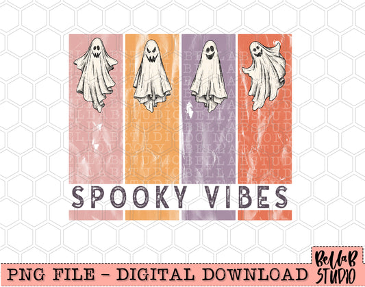 Spooky Vibes 4 Panel Ghost PNG Design