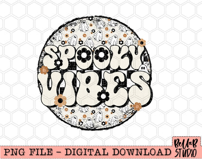 Cute Boho Ghosts Spooky Vibes PNG Design