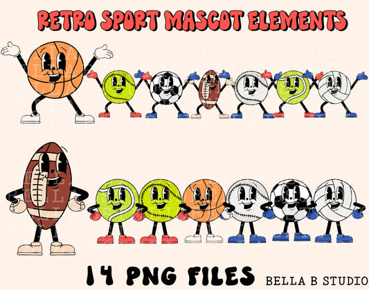 Retro Sports Mascot Elements Bundle