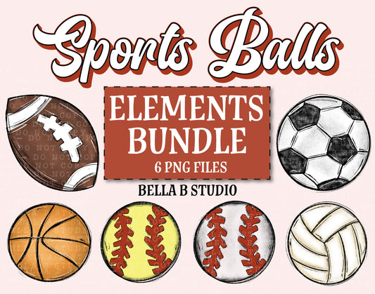 Sports Balls Clipart/Elements Bundle
