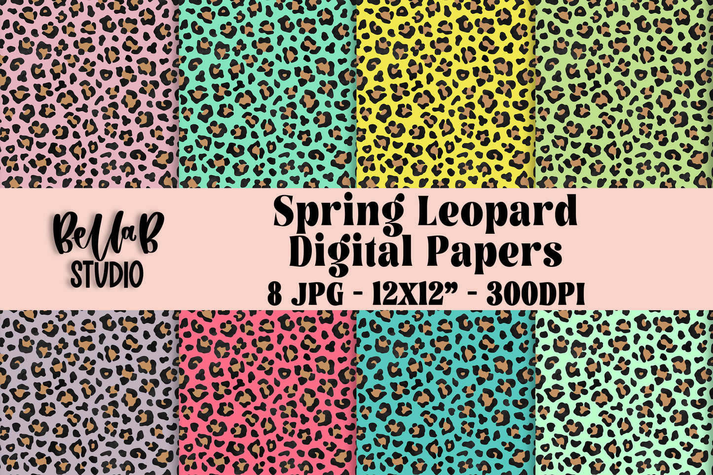 Spring Leopard Print Digital Papers