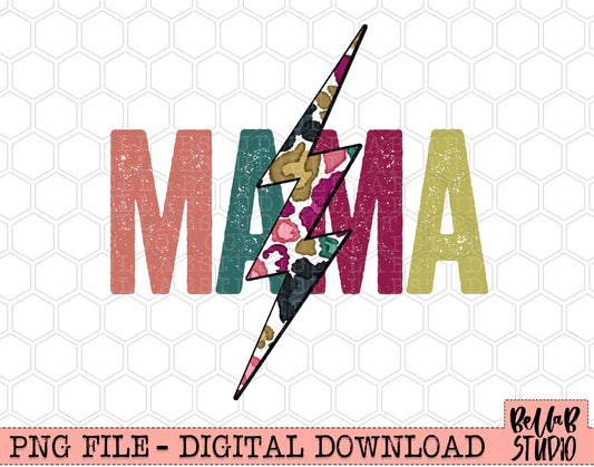 MAMA Bright Leopard Bolt Sublimation Design