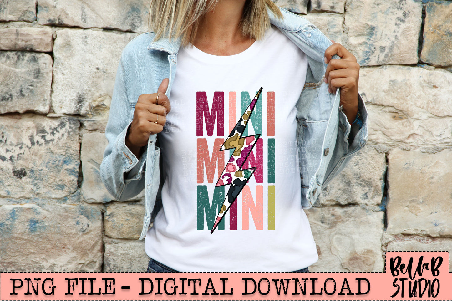 MINI x3 Bright Leopard Bolt Sublimation Design