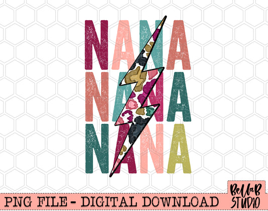 NANA Bright Leopard Bolt Sublimation Design