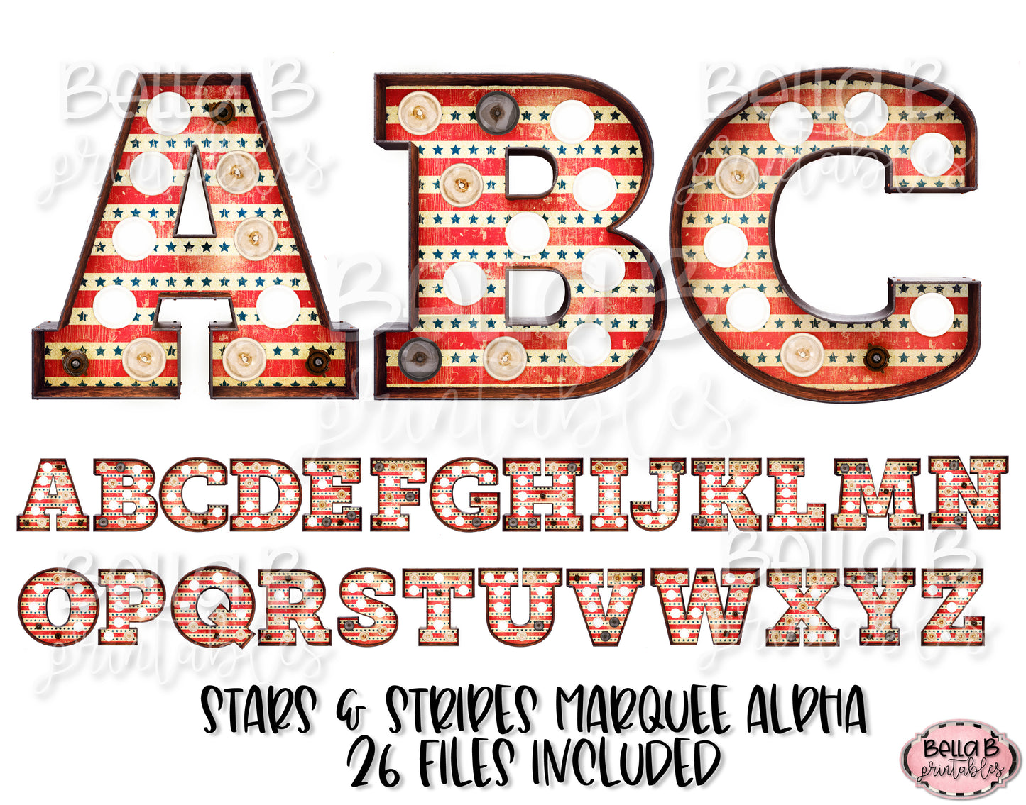 Stars and Stripes Marquee Alphabet Letters, Marquee Alphabet Set