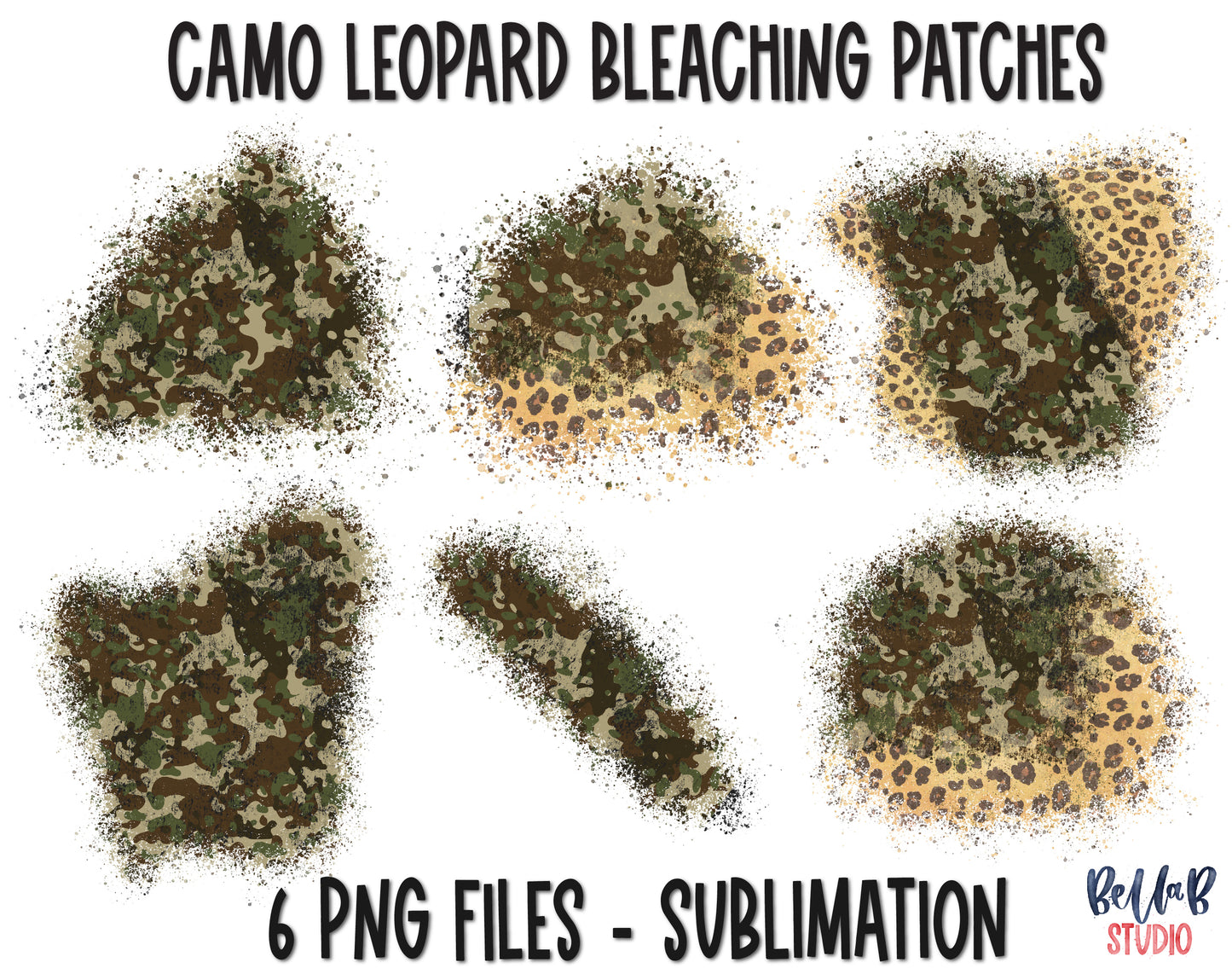Camo and Leopard Sublimation Patches - T Shirt Bleaching Patches