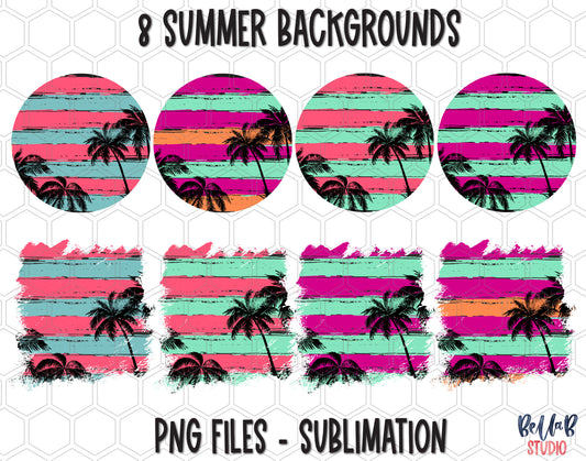 Beachy Summer Sublimation Background Bundle, Backsplash