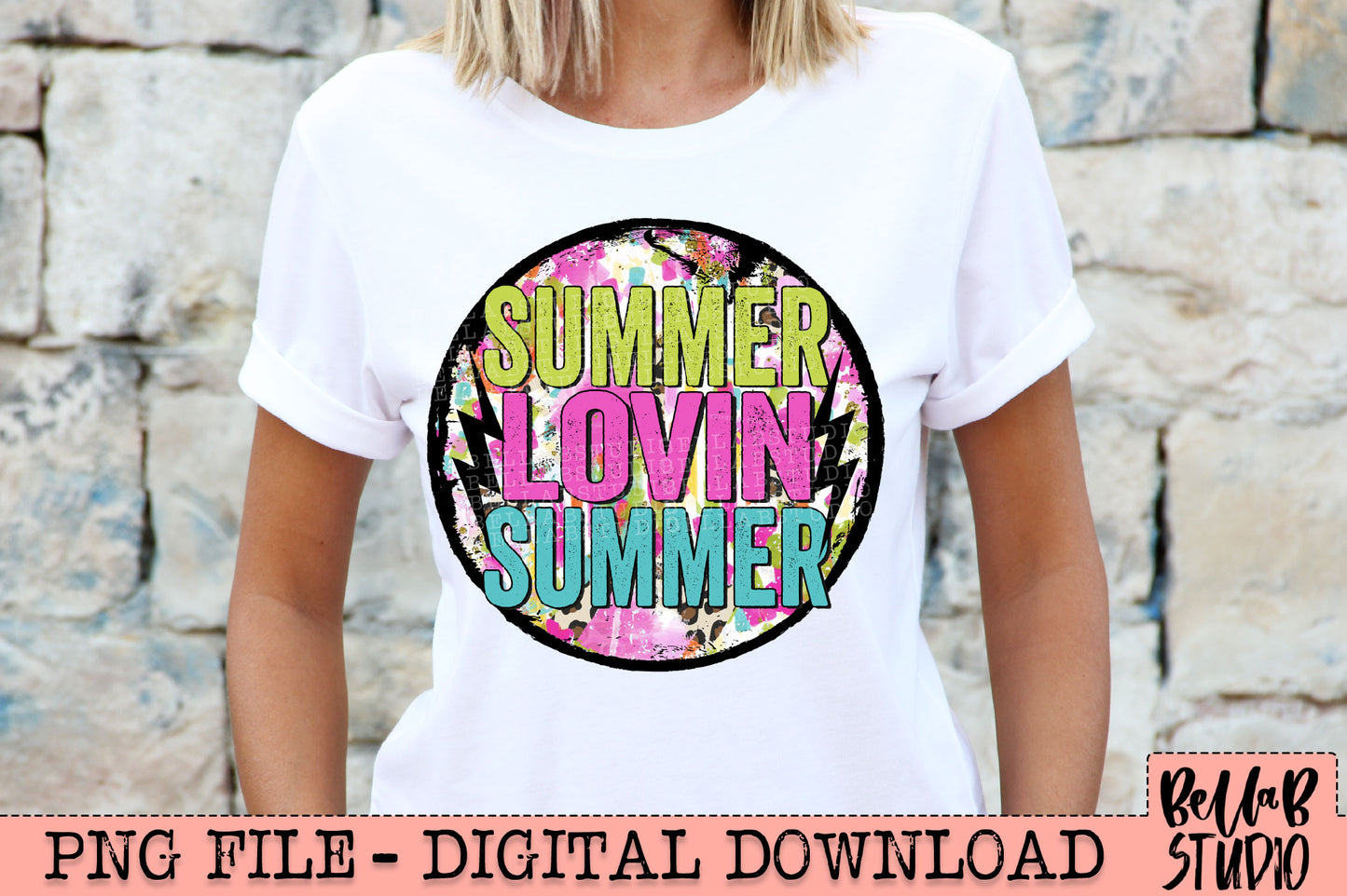 Summer Lovin Bright Bolts Sublimation Design